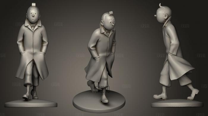 Tintin en trench stl model for CNC